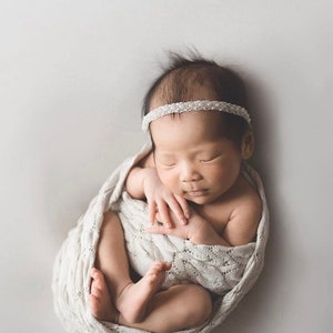 Baby Rhinestone Headband,Baptism Headband, Baby Christening, Baby Girl Tiara, Ivory Baby Headband, Pearl and Beads Baby Halo, Dainty Halo