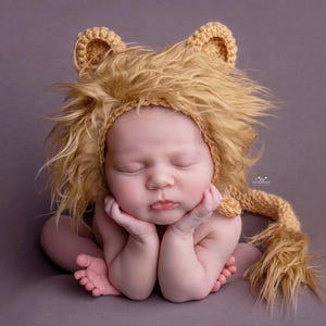 UK Seller, Newborn lion hat / Newborn Hat / Newborn lion set / Photography Prop / Baby crochet props / Baby props - Lion / Furry Lion bonnet