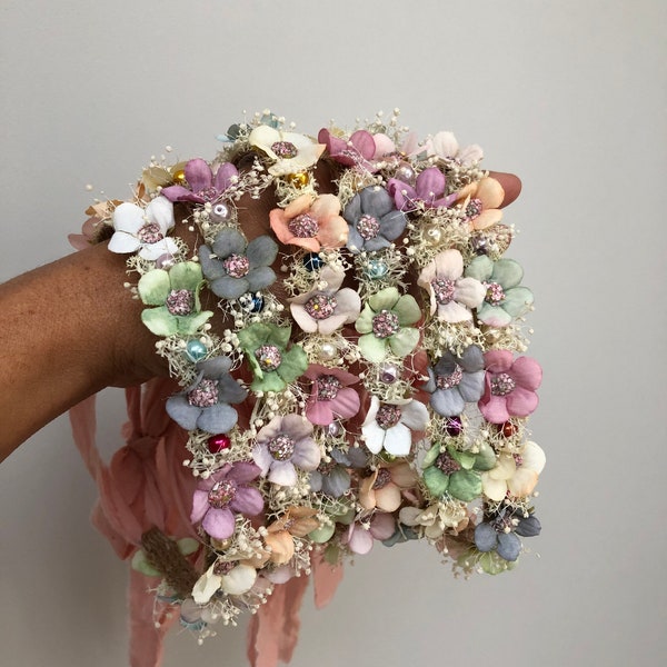 Flower Crown Baby, bloemenmeisje kroon, baby bloemenkroon, pasgeboren foto prop, roze roos hoofdband, bloem hoofdband, 1e verjaardag kroon, VK