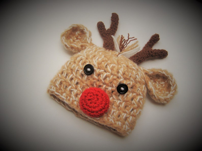 Crochet Reindeer Hat Baby Reindeer Hat Newborn Reindeer Hat Etsy