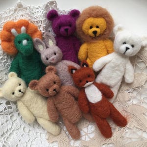 フェルトぬいぐるみテディベア写真撮影用小道具、小さなキツネのおもちゃ、小さなぬいぐるみ、ニードルフェルト小道具、猫子猫フェルトおもちゃ、新生児写真撮影用小道具