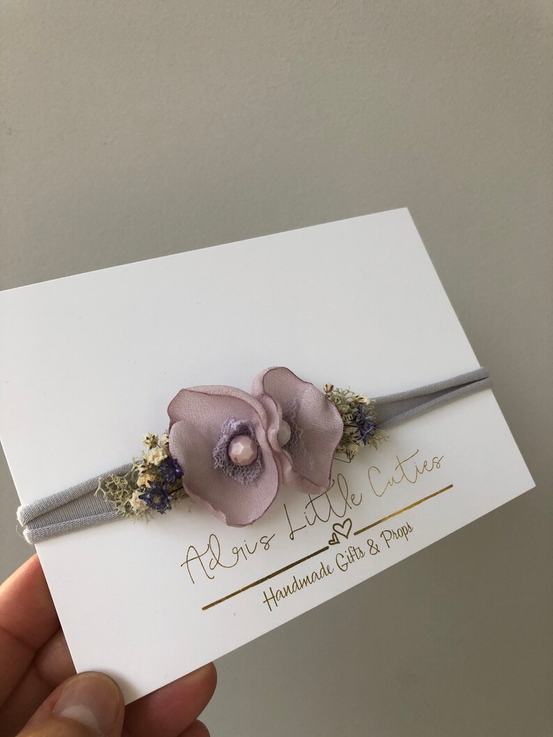 Newborn Tiebacks,Newborn Photography headband,Stretchy baby Headbands Infant Flower Headbands Lilac Baby Headband Newborn Flower Tiebacks