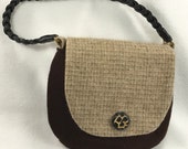 Repurposed wool-arm purse-hand bag-medium purse-UpCycled men 39 s shirt- wool brown coat-repurposed-eco-friendly-washable-saddle bag-green gift