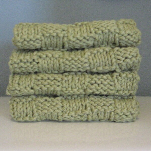 Hand knit dishcloth and washcloth set