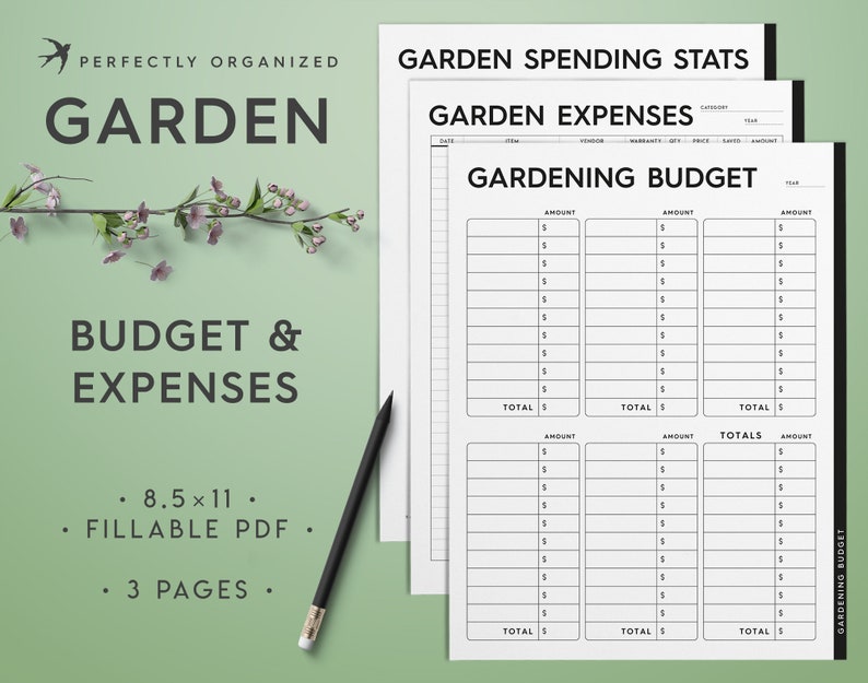 Garden Budget Planner Printables budget garden expenses Etsy