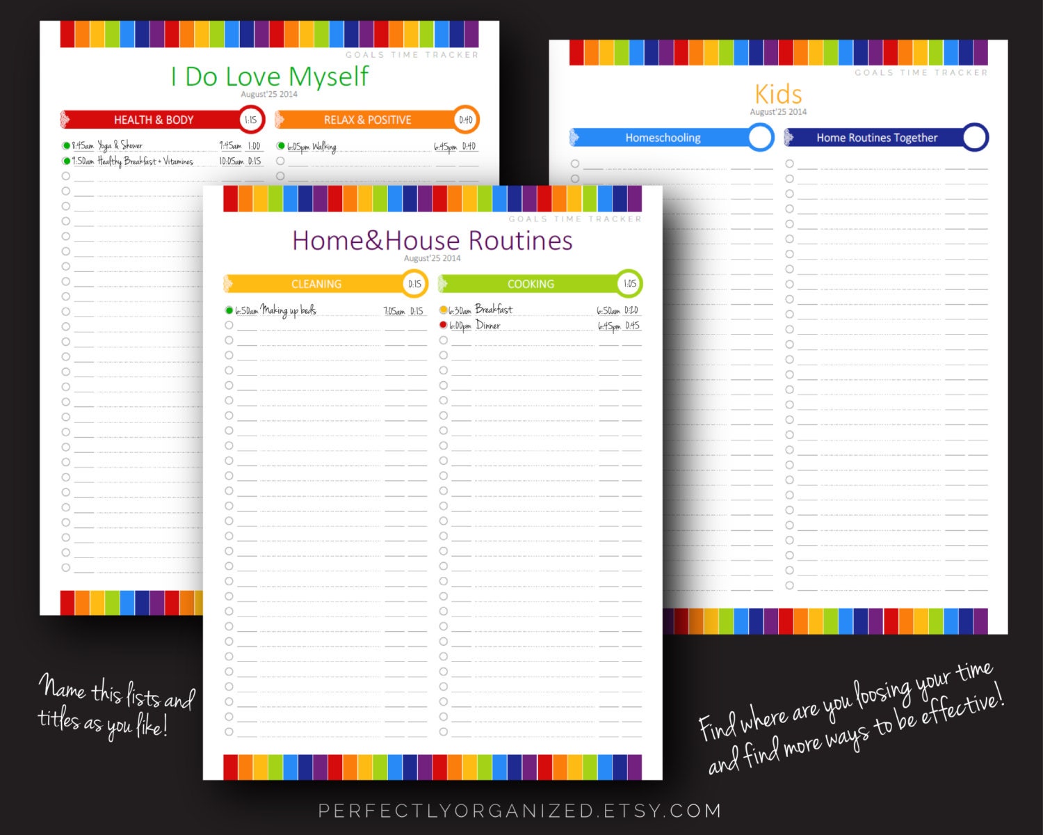 Daily Everyday Time Tracker Planner Organizer Time Management | Etsy