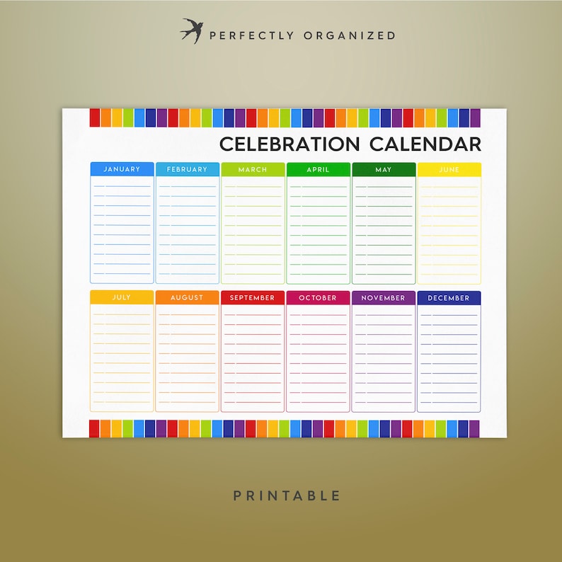 birthday calendar year at a glance birthday planner etsy