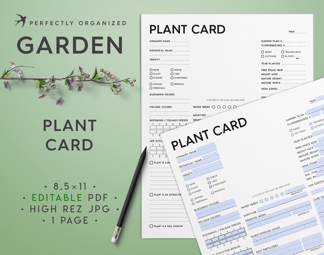 Plant Card editable PDF Plant Identification Card Plants | Etsy