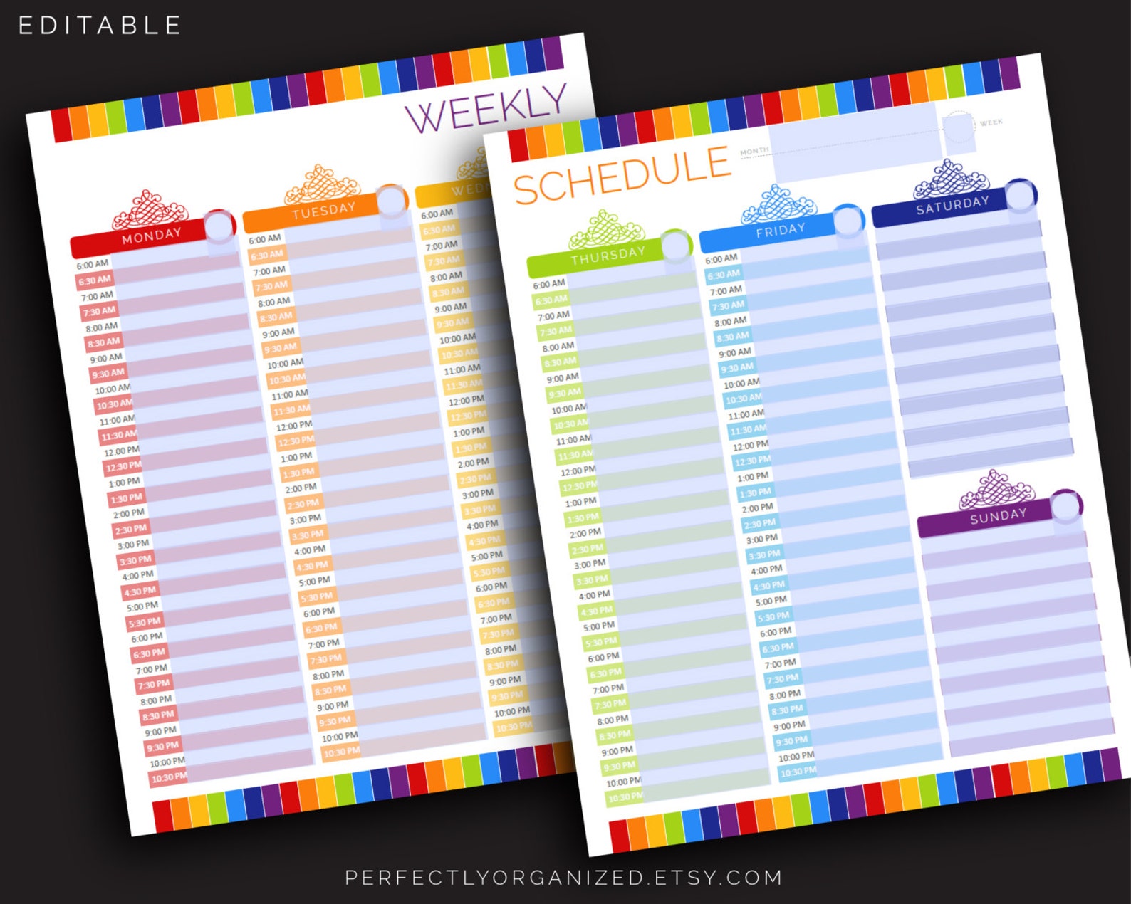 Weekly Everyday Time Schedule Tracker Calendar Reminder Alarm Etsy
