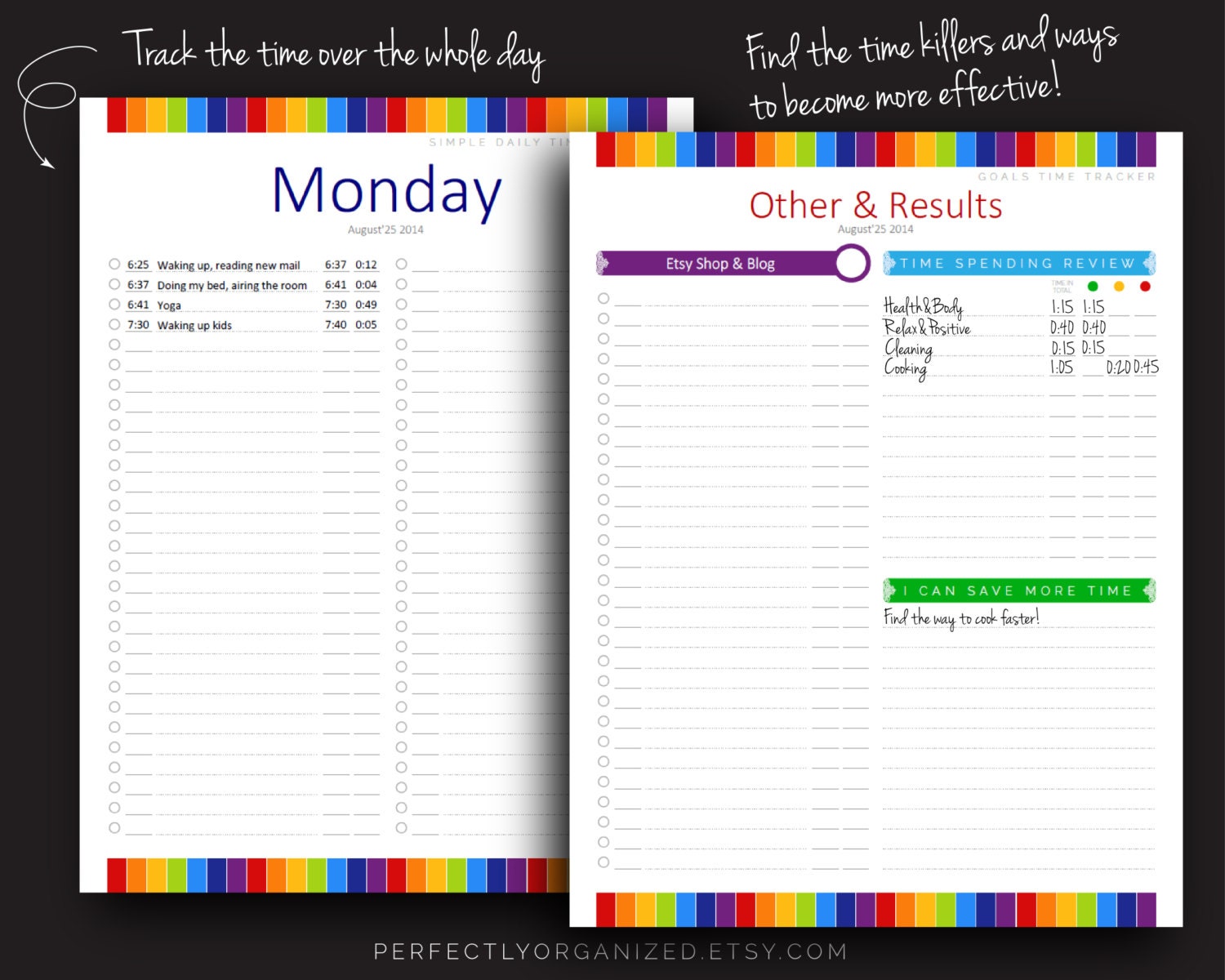 Daily Everyday Time Tracker Planner Organizer Time Management | Etsy