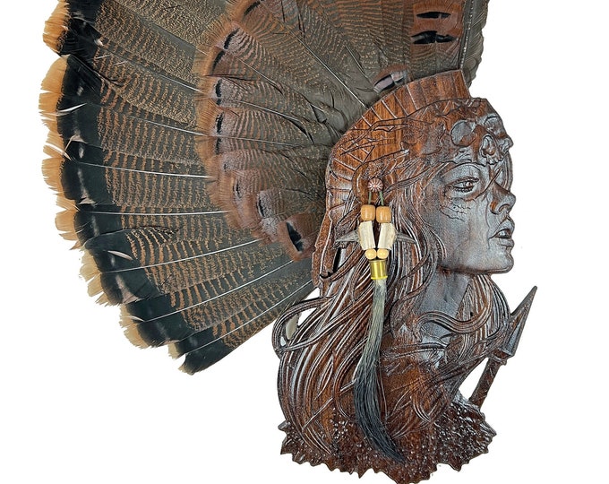 Unique huntress Turkey Display for Fan, Beards, and Spurs Wall Display