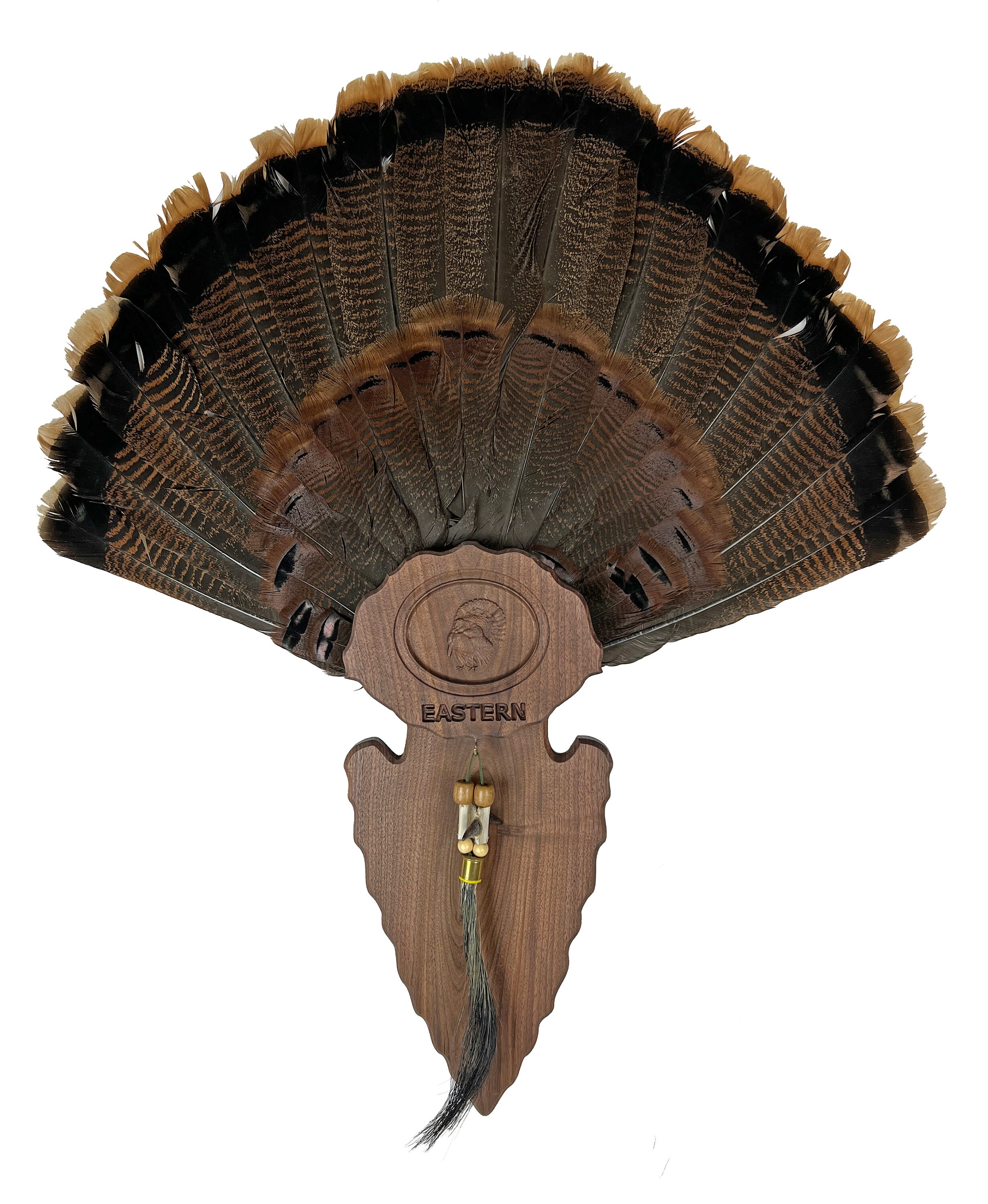 The Black Walnut Carved Turkey Mounting Kit - Solid Wood Plaque For Tail & Beard Display, Complete With Hardware & Preservative