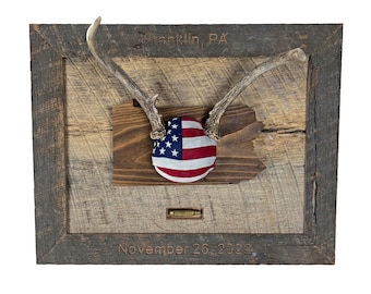Barnwood Antler Mounting Kit: Custom State Outline Plaque