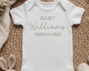 Personalized Embroidered ONESIES Brand Body Suite Birth Announcement