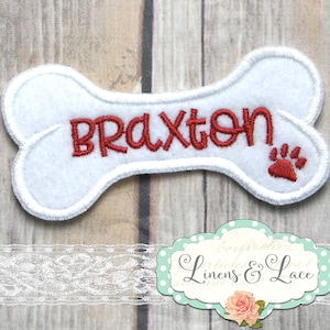 Personalized Pet Patch Dog Bone Iron on Name Patch - Custom Colors