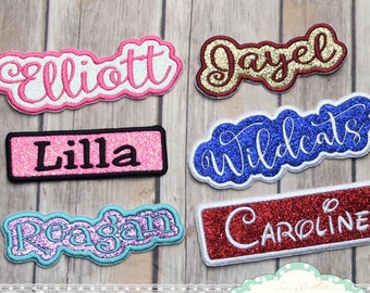 Glitter Personalized Iron on Name Patch Personalized Patch - Custom Colors