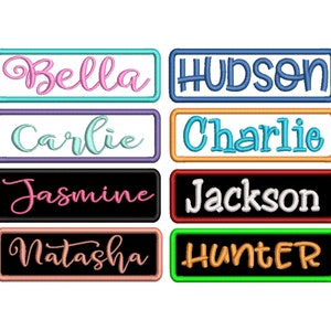 Personalized Rectangle Iron on Name Patch - Custom Colors