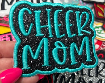 Cheer Mom Glitter Personalized Iron on Patch Personalized Patch - Custom Colors