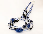 Blue necklace with Lampwork beads