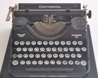 Continental 340 Portable Typewriter, Working, Glossy Black