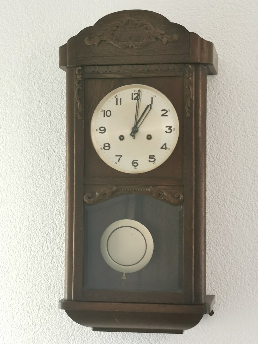 Mauthe Vintage RA Pendulum Chiming Wall Grandfather Clock, Germany (c