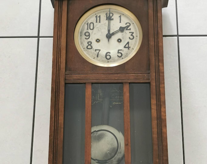 Antique Gustav Becker Bim Bam Grandfather Clock, Oak, 78, Read Entire