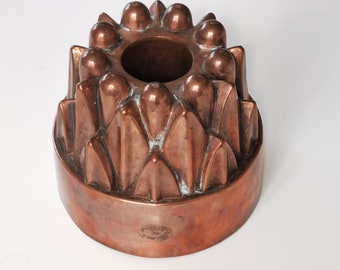 Antique Victorian Copper Jelly Cake Mold Forestier Fres. Geneve Dovetail Design (c. 1900s)