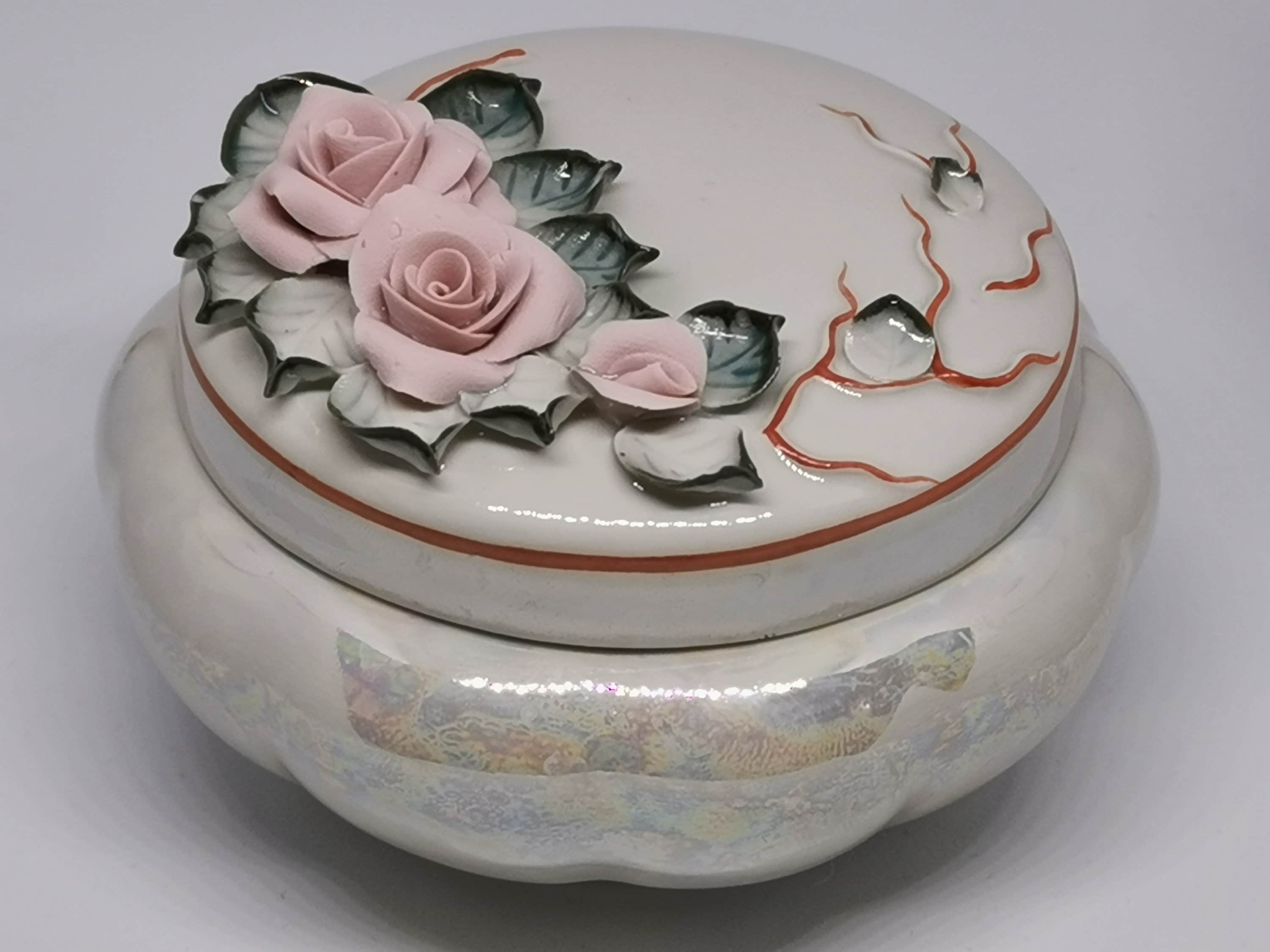 Porcelain Trinket Jewelry Box With Beautiful Very Fine Etsy UK