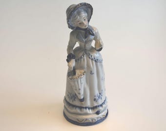 Capodimonte Style Hand Painted Lady Figurine N Crown Mark (c. 1950s)