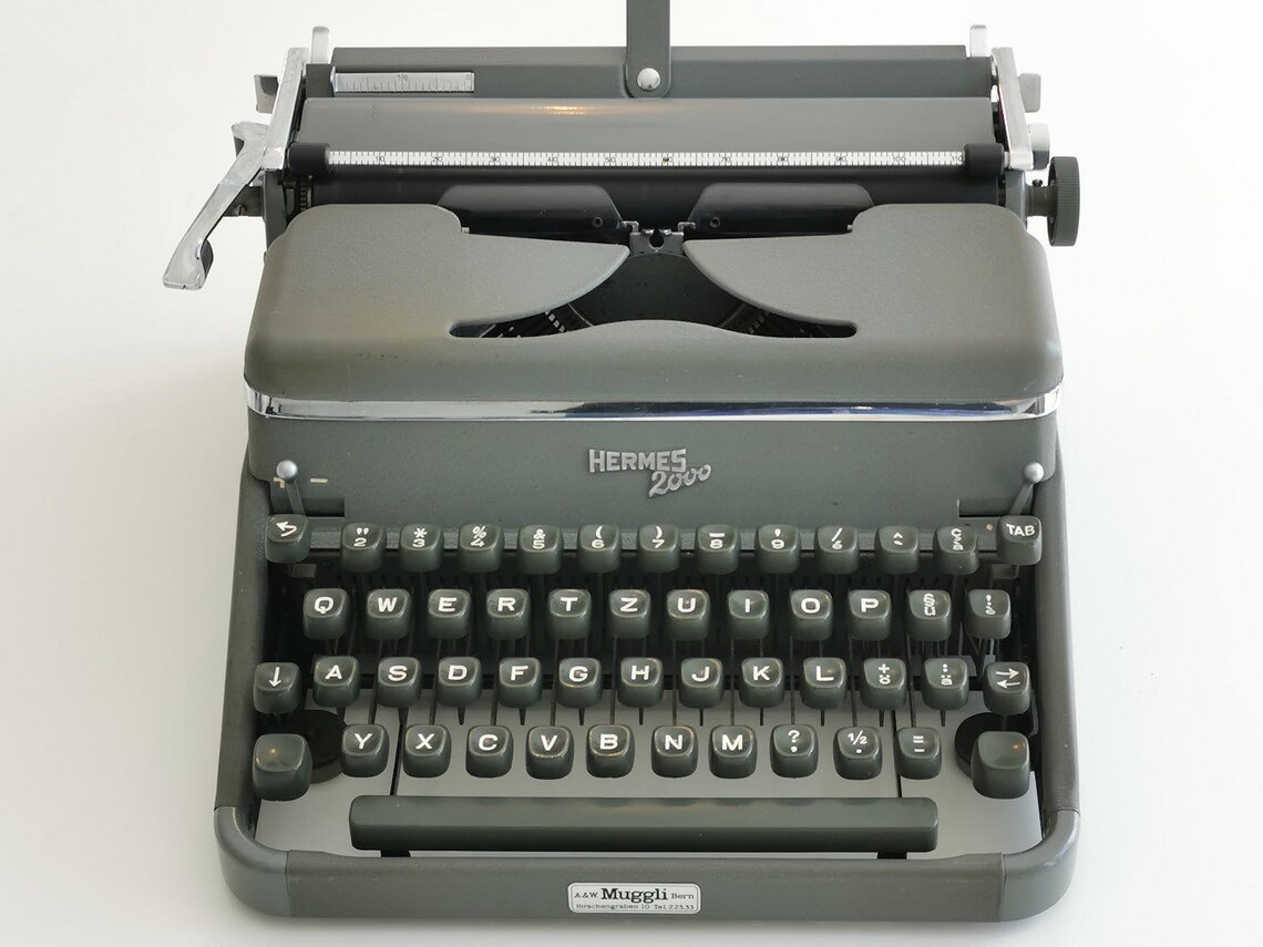 Hermes 2000 Iconic Portable Typewriter From the 1960s in Excellent