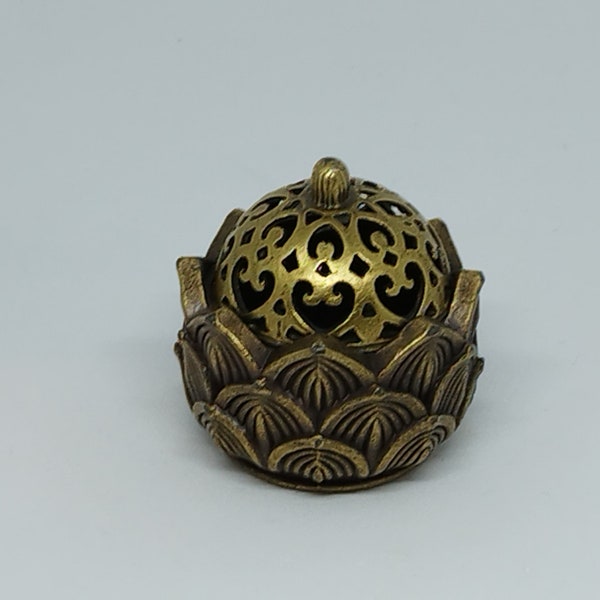 Vintage solid brass incense box with Persian motif (c. 1950s)