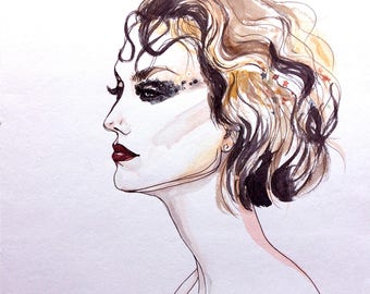 SALE* Dior Haute Couture Runway Beauty Illustration Original Wall Art Watercolor Painting