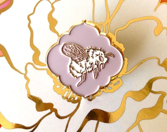 Bumblebee Gold and Lilac Bee Enamel Pin Brooch