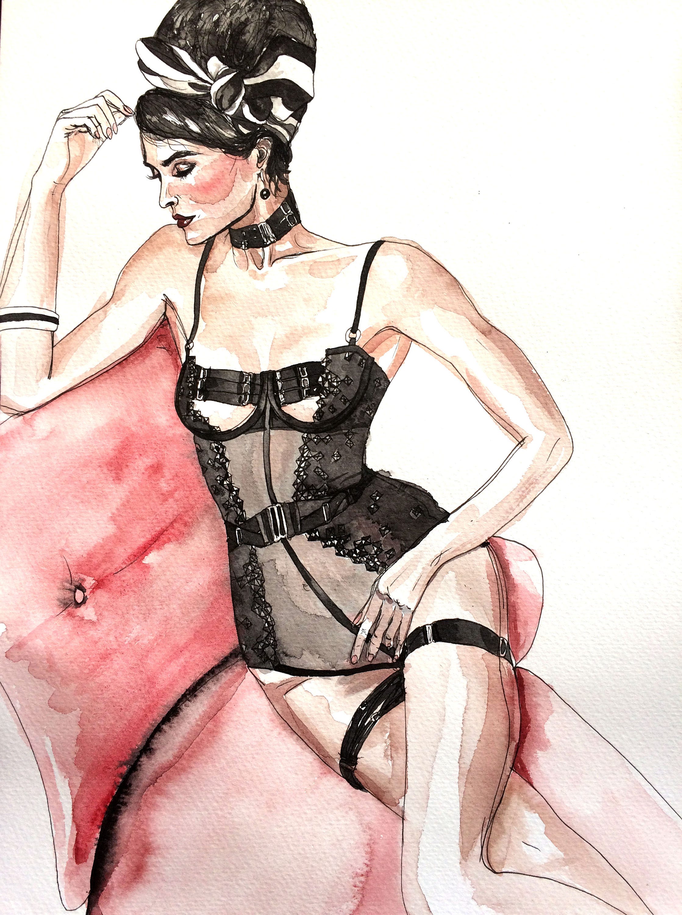 Lingerie Fashion Illustration Original Art Atelier Bordelle