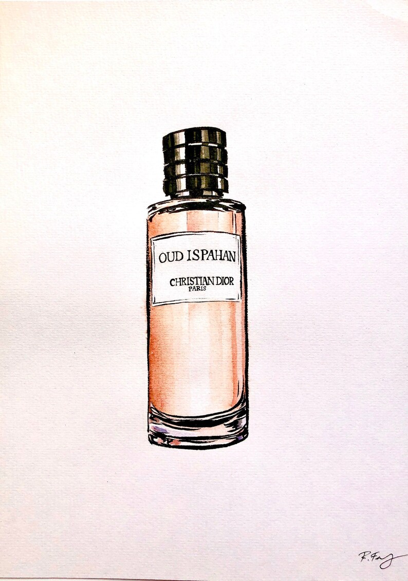 Dior Oud Ispahan Original Art Watercolor Illustration Wall Art Painting
