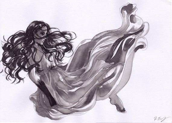 Underwater U Illustration Inktober Original Art Ink Sketch Etsy