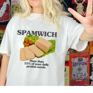 Vintage 80's Funny Spam Ad Thrift Shop Style Unisex T-shirt | Retro Food Ad shirt for Men Women Teens California Humour Shirt