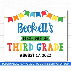 Signe de premier jour d&#39;école, signe de retour à l&#39;école, signe imprimable de premier jour d&#39;école, signe de premier jour d&#39;école de garçon, signe d&#39;école personnalisé