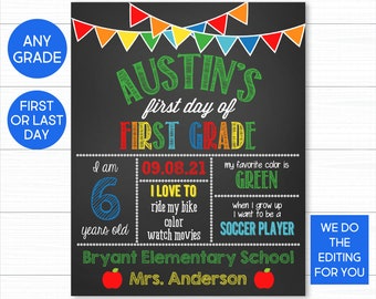 First Day of School Sign: Chalkboard Style, Printable JPG (Digital Download)