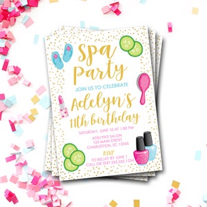 Spa Birthday Invitation, Spa Party Invitation, Salon Party, Glam Birthday Invitation, Spa Sleepover Invitation, Spa Invite, Glam Invite