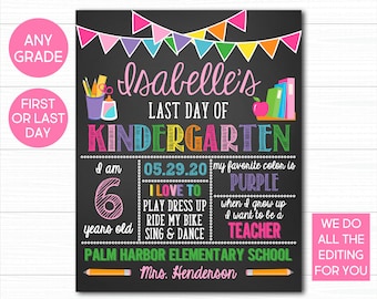 Last Day of School Chalkboard Sign, Rainbow Design (Printable)