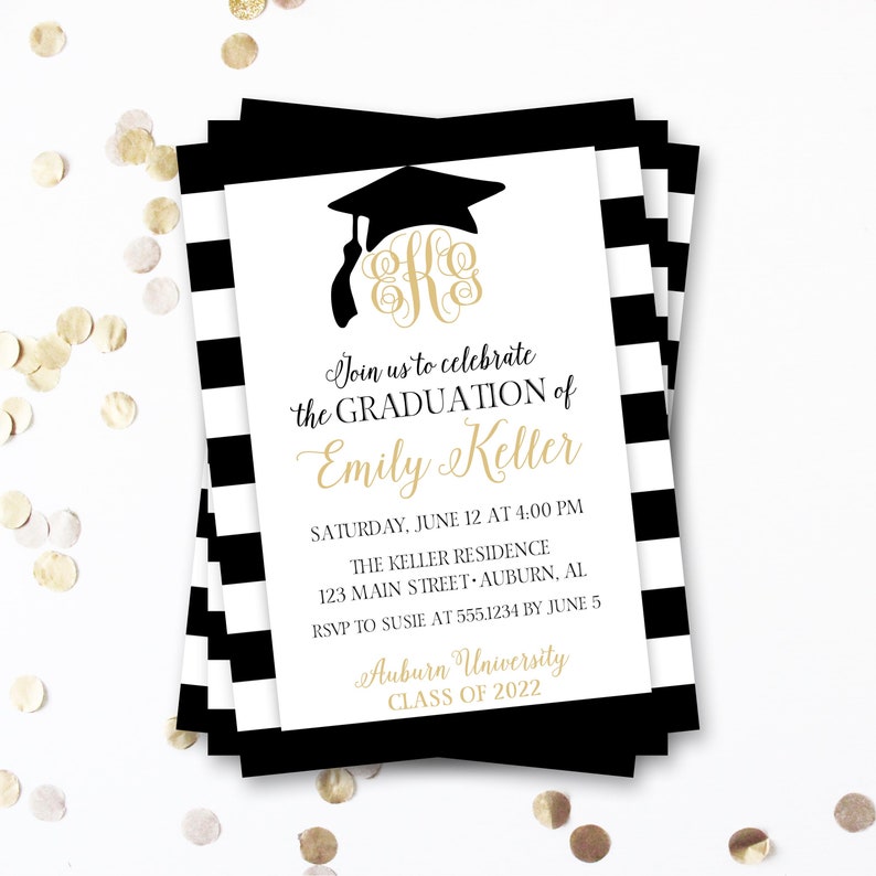 Monogram Graduation Invitation Monogram Graduation - Etsy