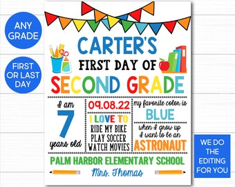 First Day of School Chalkboard Sign: Printable Personalized Keepsake (Digital Download)