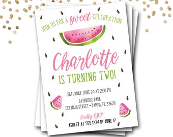 Watermelon Birthday Invitation: One In A Melon Party (Printable)