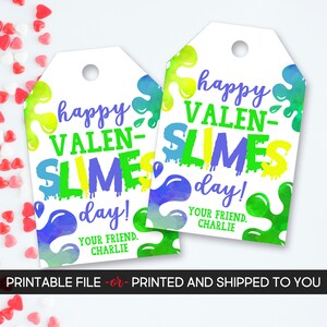 Valentine's Day Tag, Slime Valentine's Tag, Valenslime Tag, Slime Favor Tag, Personalized Valentine's Tag, Printable Valentine's Day Tags