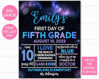 Galaxy First Day of School Sign: Outer Space Printable (Digital Download)