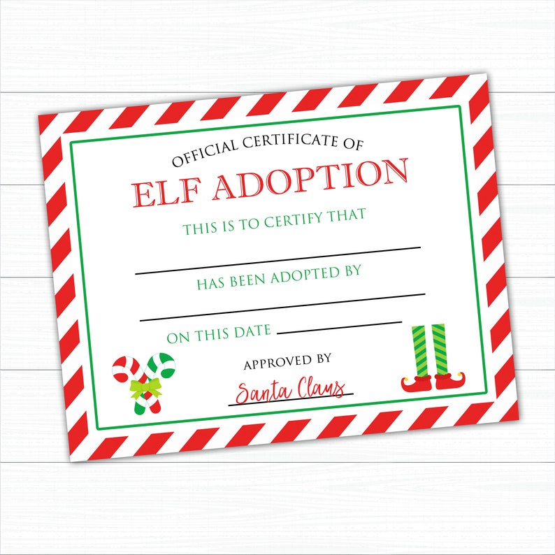 Honorary Elf Certificate Free : CHRISTMAS ELF ADOPTION ...