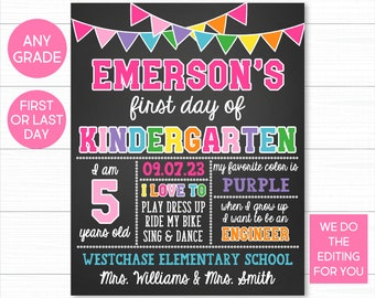 First Day Of School Sign, Girl First Day of School Sign, Back To School Sign, First Day Of School Chalkboard, 1st Day Of School Sign,Rainbow