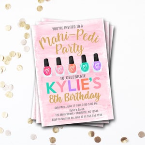 Mani Pedi Birthday Invitation: Spa Party, Glam Day (Digital or Printed)