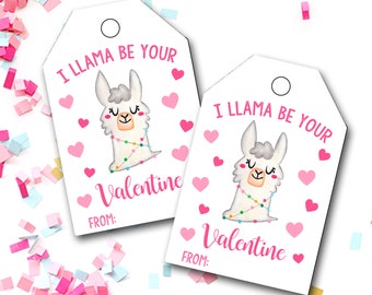 Valentine's Day Tag, Llama Valentine's Tag, I Llama Be Your Valentine Tag, Llama Tag, Instant Download, Printable Valentine's Day Tag